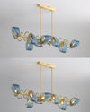 WOMO Peacock Blue Art Glass Linear Chandelier-WM2213c thumbnail