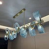 WOMO Peacock Blue Art Glass Linear Chandelier-WM2213c thumbnail