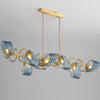 WOMO Peacock Blue Art Glass Linear Chandelier-WM2213c thumbnail