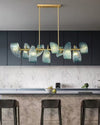 WOMO Peacock Blue Art Glass Linear Chandelier-WM2213c thumbnail