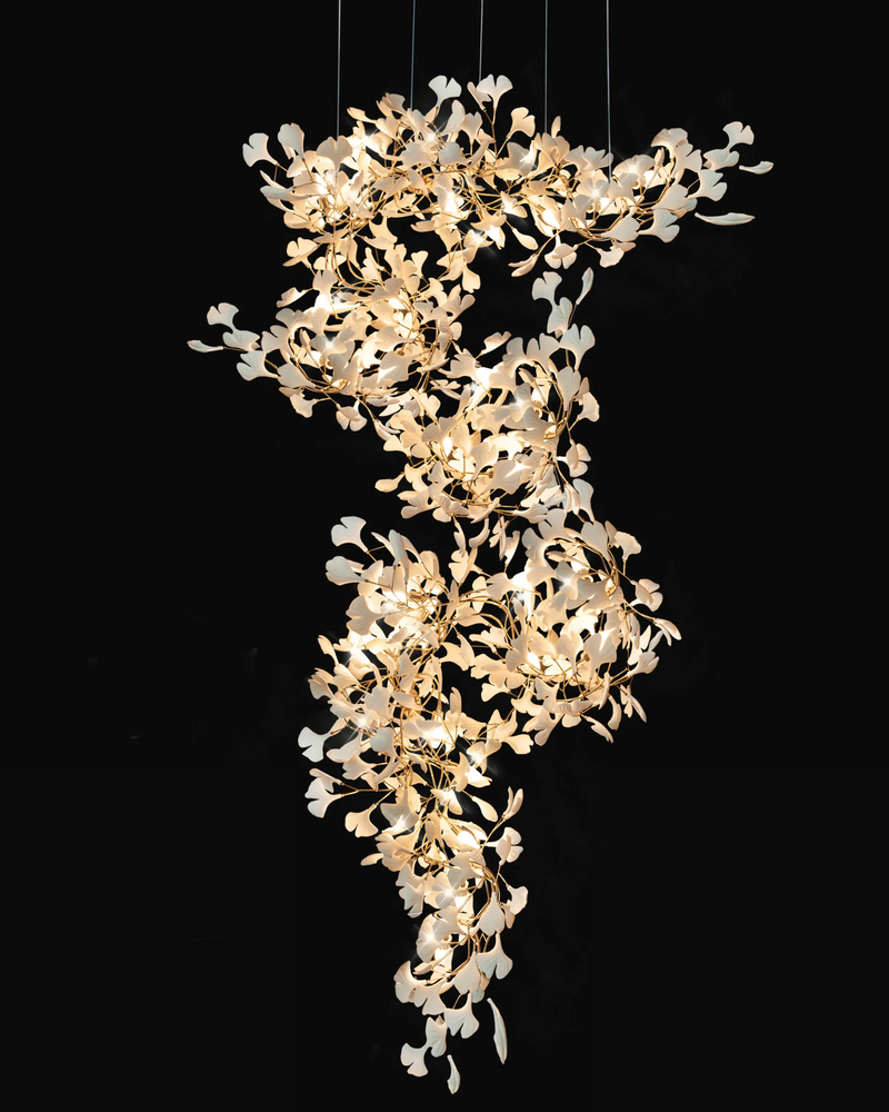 WOMO Ginkgo Long Cascading Foyer Chandelier-WM2206