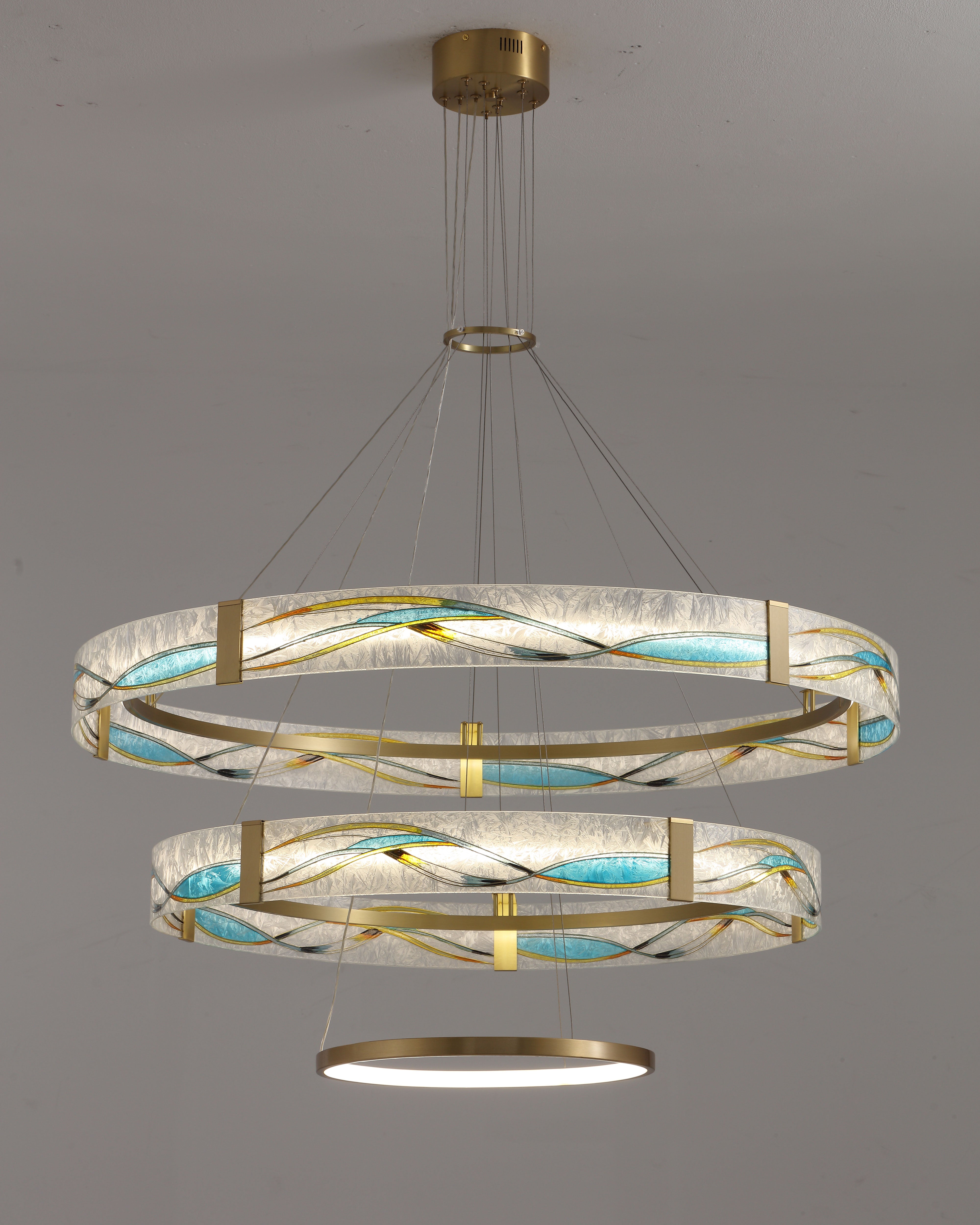 WOMO Enamel Tiered Glass Chandelier-WM2336