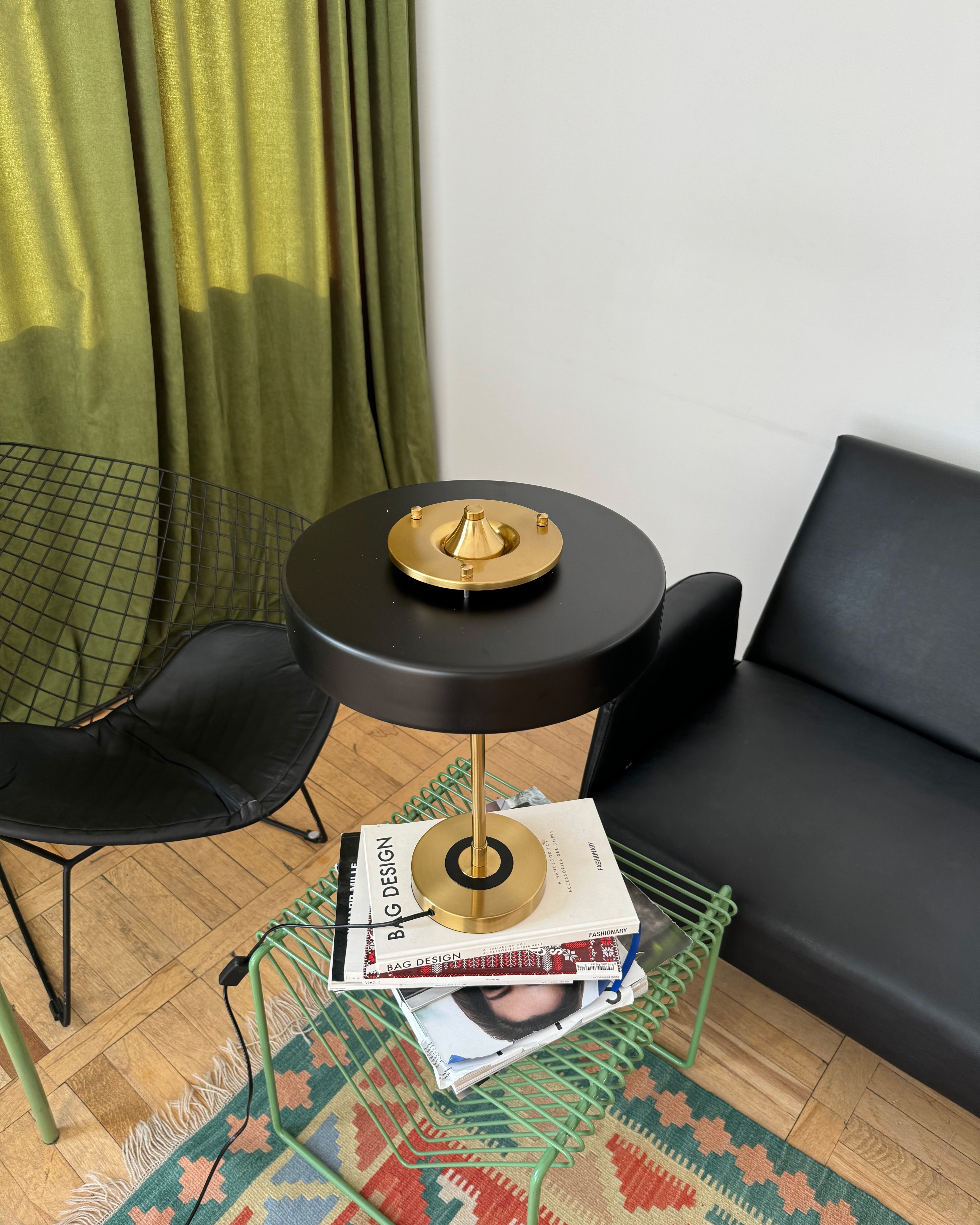 WOMO Mid-Century Round Table Lamp with Pull Chain-WM8009