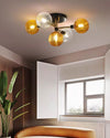 WOMO Ribbed Smoked/Green Glass Globe Ceiling Light-WM1110 thumbnail