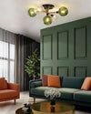 WOMO Ribbed Smoked/Green Glass Globe Ceiling Light-WM1110 thumbnail