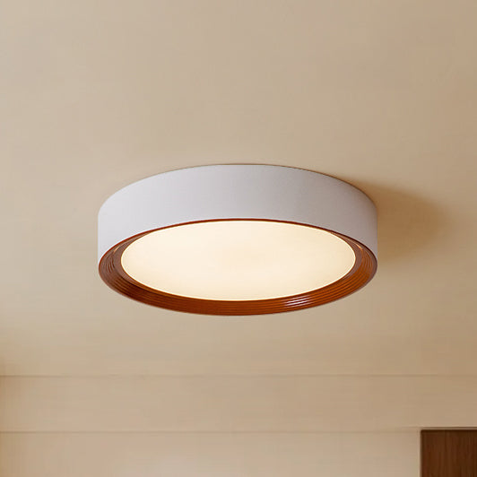 WOMO White/Walnut Round Ceiling Light-WM1192