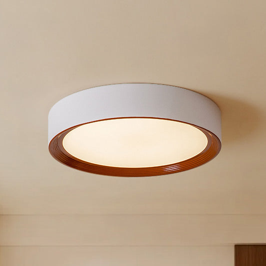 WOMO White/Walnut Round Ceiling Light-WM1192