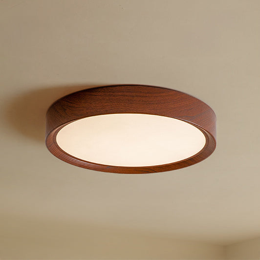 WOMO White/Walnut Round Ceiling Light-WM1192