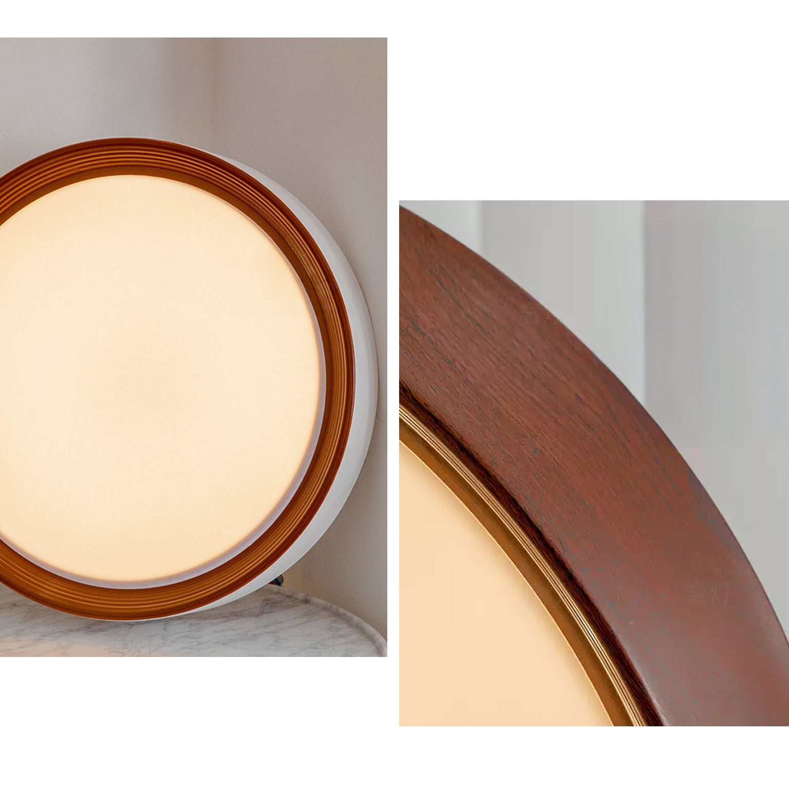 WOMO White/Walnut Round Ceiling Light-WM1192