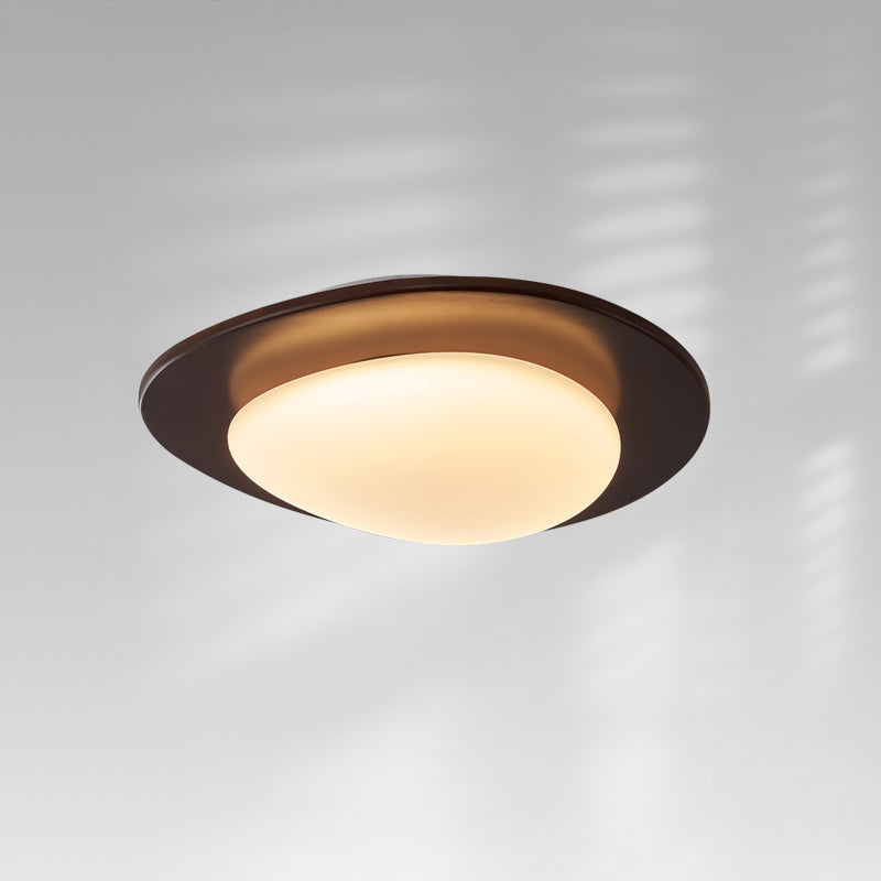 WOMO Oval Walnut Flush Mount Ceiling Light-WM1235