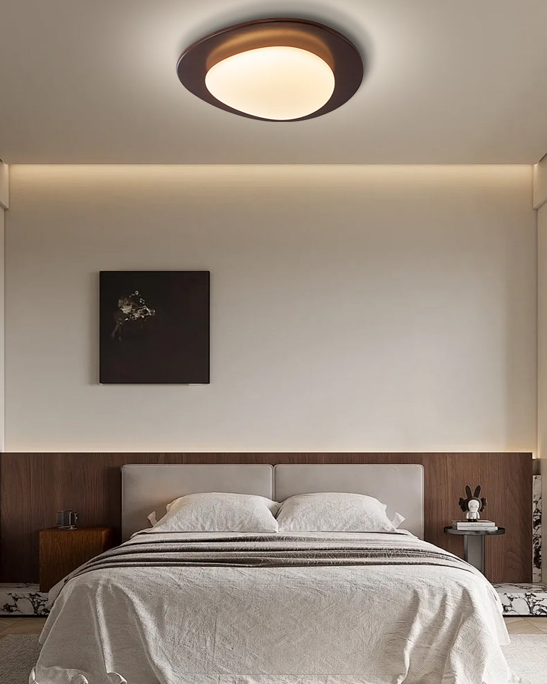 WOMO Oval Walnut Flush Mount Ceiling Light-WM1235