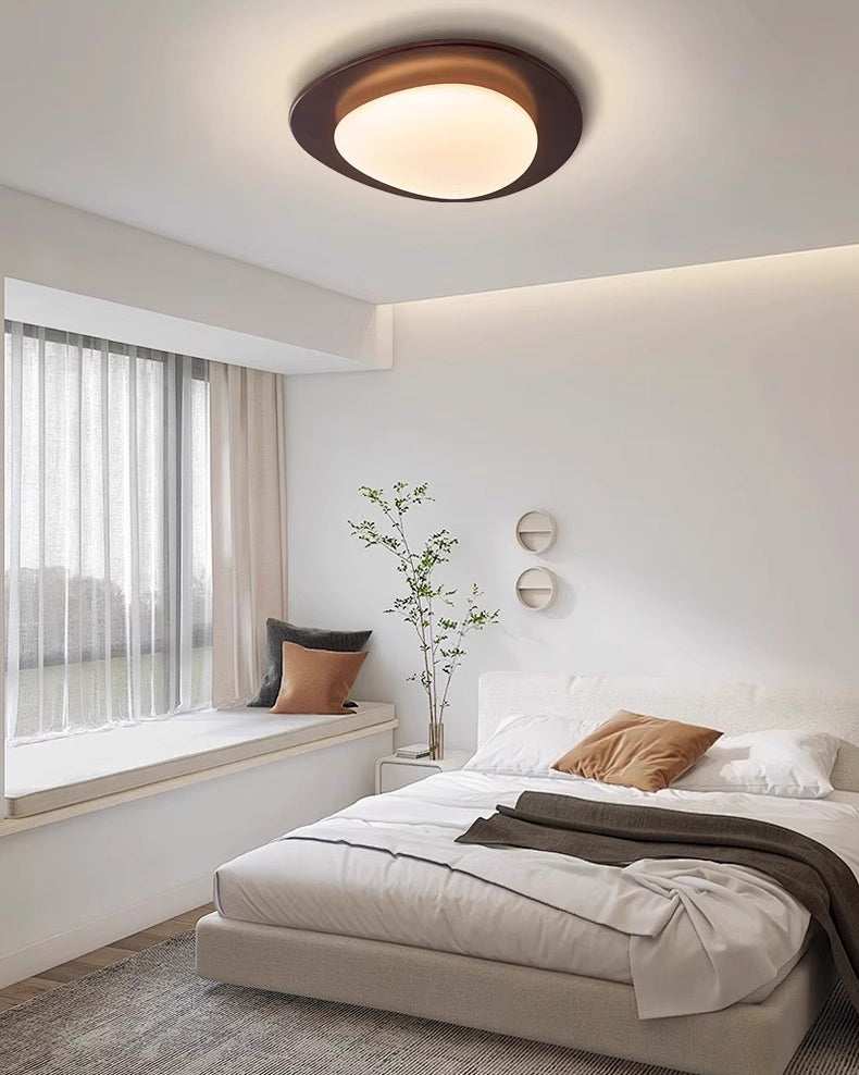 WOMO Oval Walnut Flush Mount Ceiling Light-WM1235