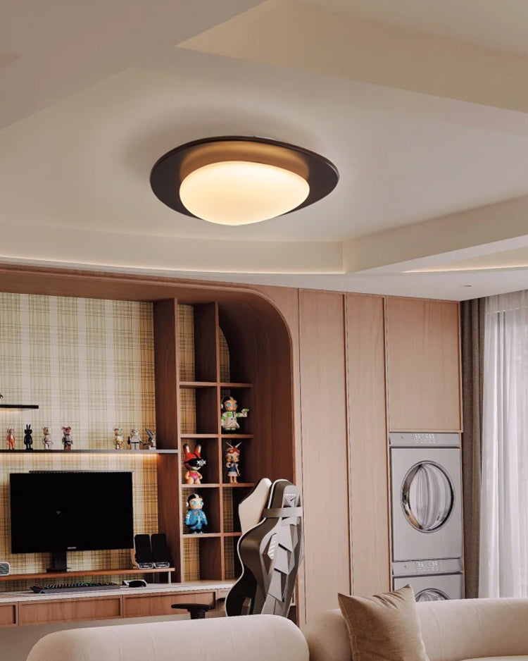 WOMO Oval Walnut Flush Mount Ceiling Light-WM1235