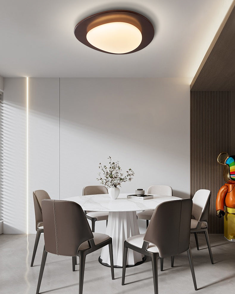 WOMO Oval Walnut Flush Mount Ceiling Light-WM1235
