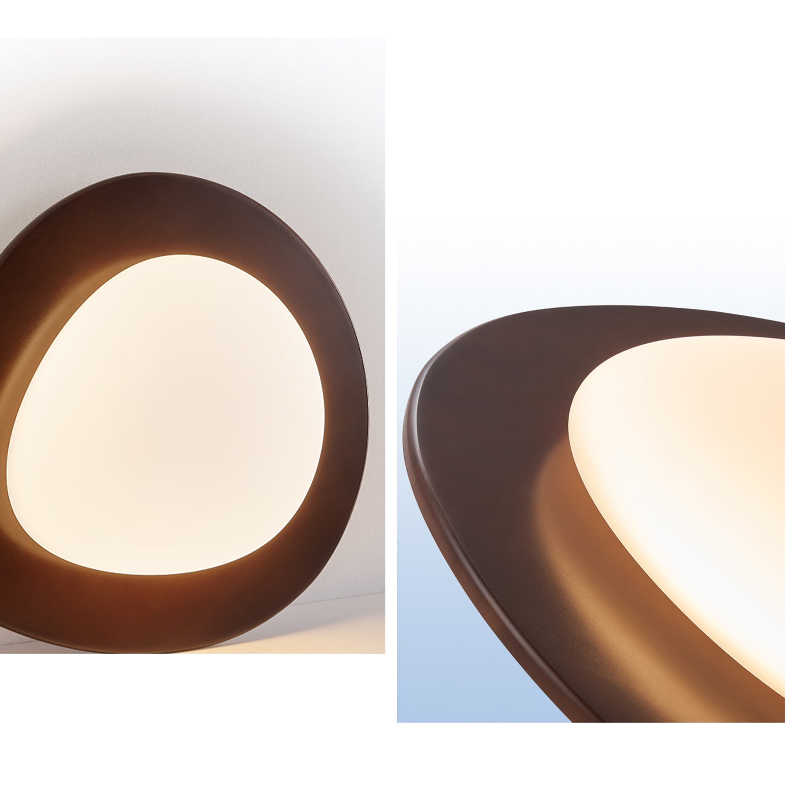WOMO Oval Walnut Flush Mount Ceiling Light-WM1235