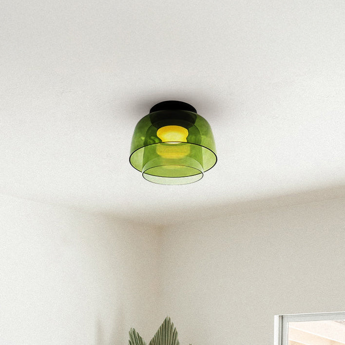 WOMO Colorful Glass Round Flush Mount Ceiling Light-WM1332