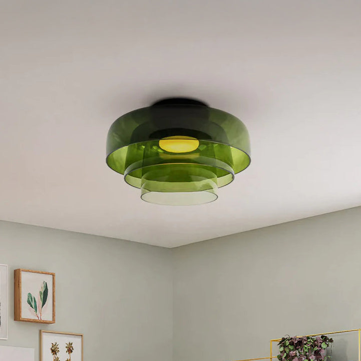 WOMO Colorful Glass Round Flush Mount Ceiling Light-WM1332