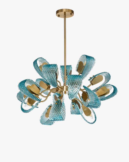 WOMO Peacock Blue Art Glass Chandelier-WM2213b