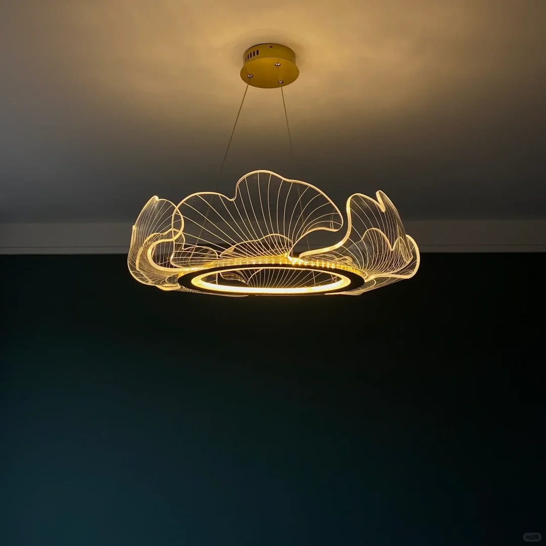 WOMO Unique Ginkgo Gold Chandelier-WM2000
