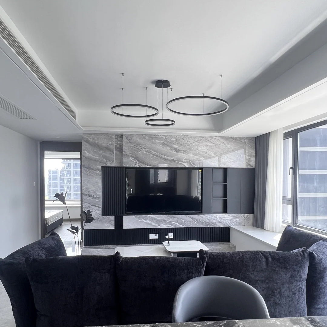 WOMO Multi Black Ring LED Chandelier - WM2003