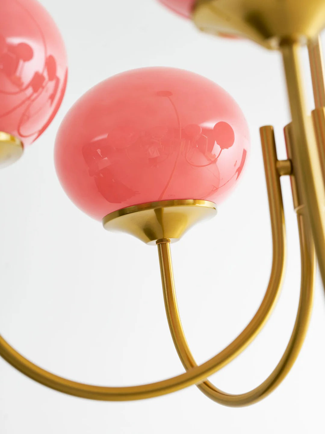 WOMO Pink Glass Globe Swoop Arm Chandelier-WM2052