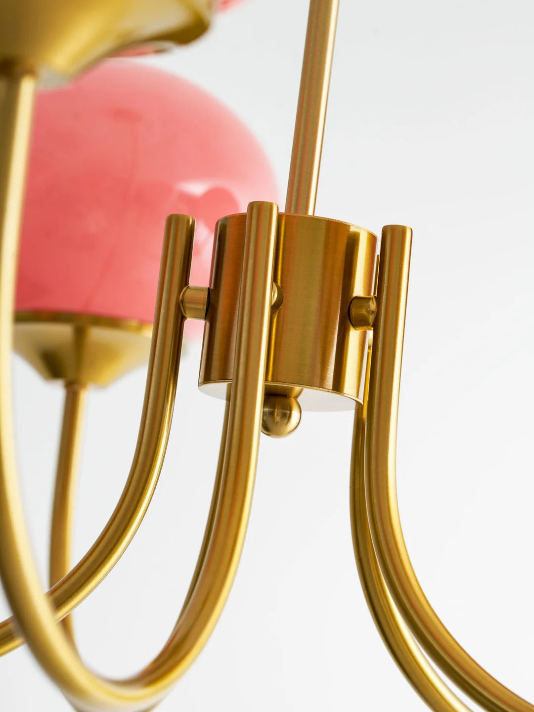 WOMO Pink Glass Globe Swoop Arm Chandelier-WM2052
