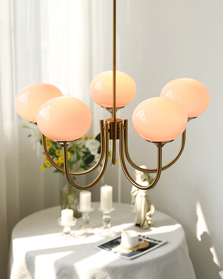 WOMO Pink Glass Globe Arm Chandelier-WM2052