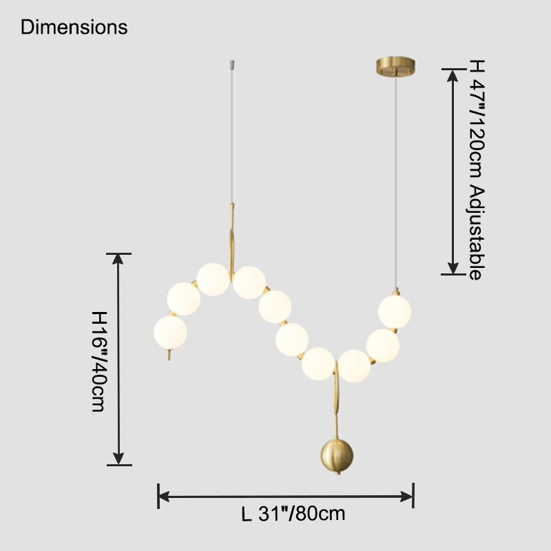 WOMO Pearl Brass Globe Dining Room Chandelier-WM2102c