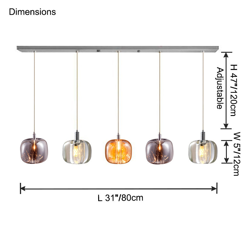 WOMO Colored Glass Multi Pendant Chandelier-WM2111a