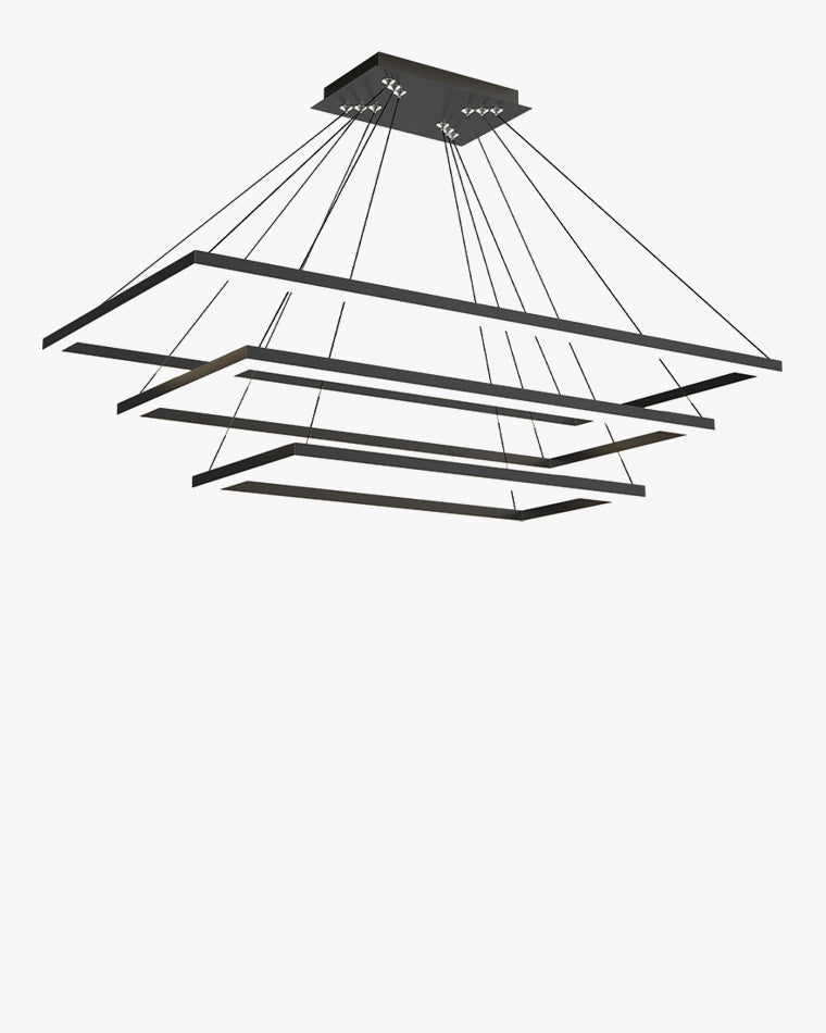 WOMO Black Tiered Rectangular Chandelier-WM2120