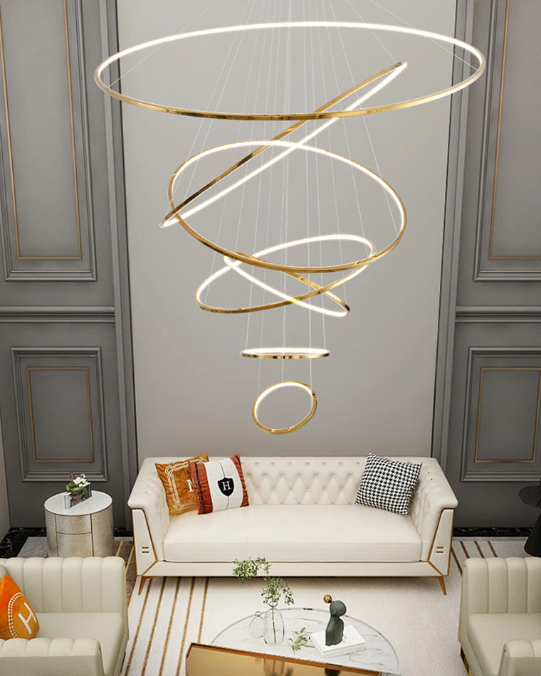 WOMO Large Tiered Ring LED Foyer Chandelier-WM2160