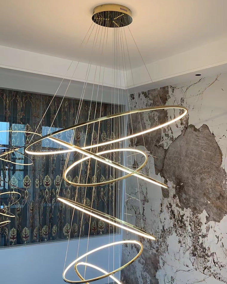 WOMO Large Tiered Ring LED Foyer Chandelier-WM2160