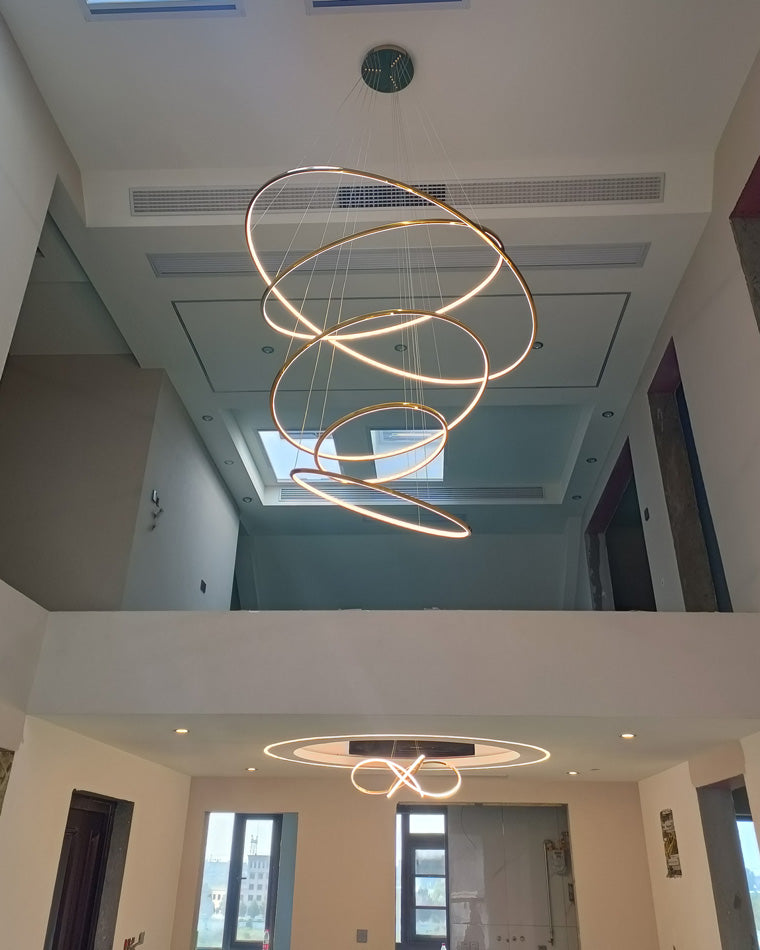 WOMO Large Tiered Ring LED Foyer Chandelier-WM2160
