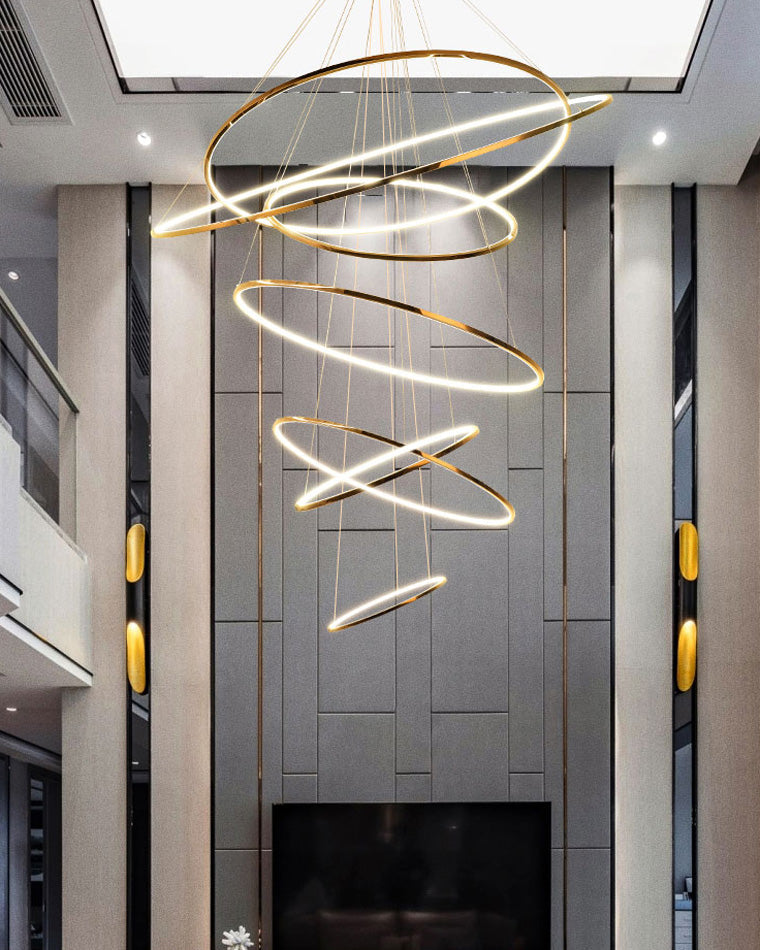 WOMO Large Tiered Ring LED Foyer Chandelier-WM2160