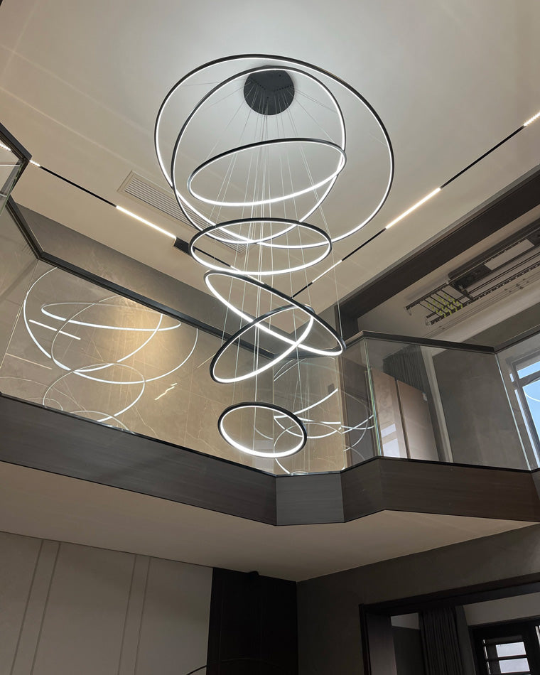WOMO Large Tiered Ring LED Foyer Chandelier-WM2160