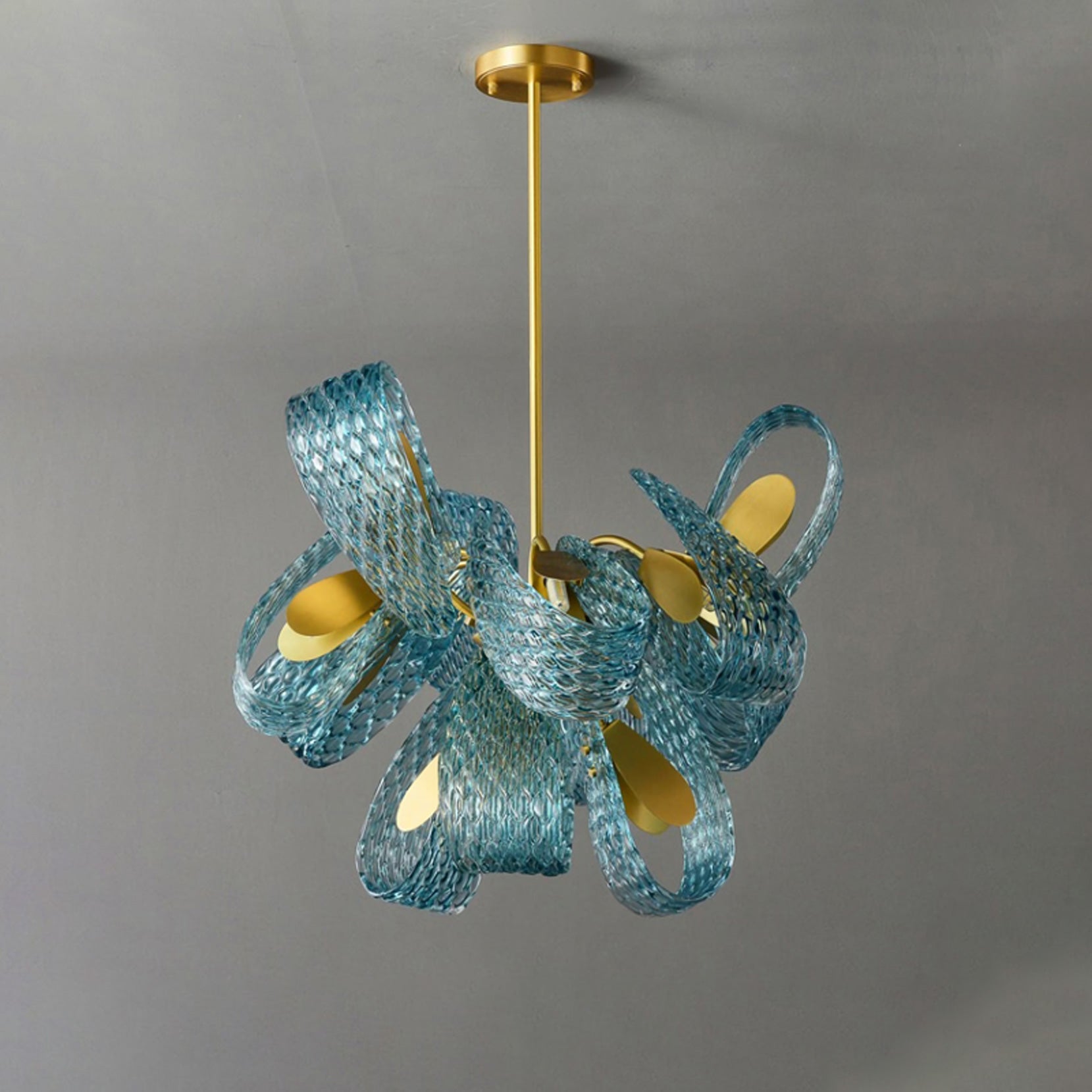 WOMO Peacock Blue Art Glass Chandelier-WM2213b