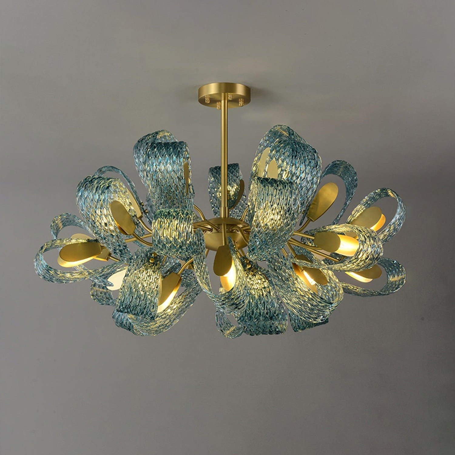 WOMO Peacock Blue Art Glass Chandelier-WM2213b