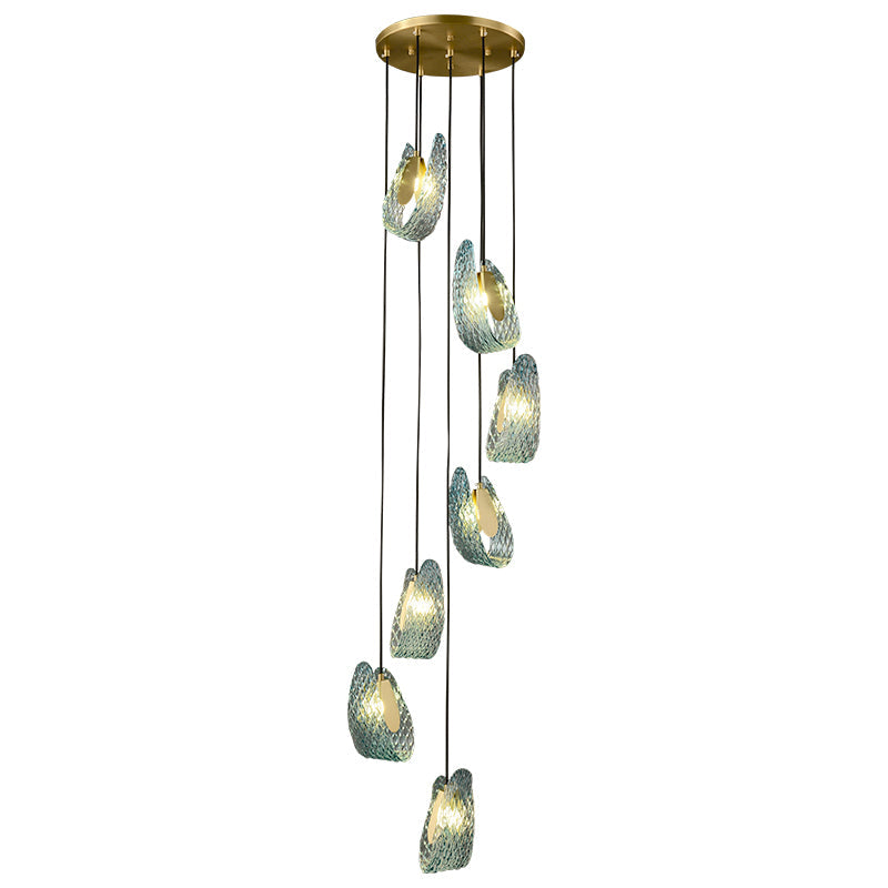 WOMO Peacock Blue Art Glass Pendant Light-WM2213a