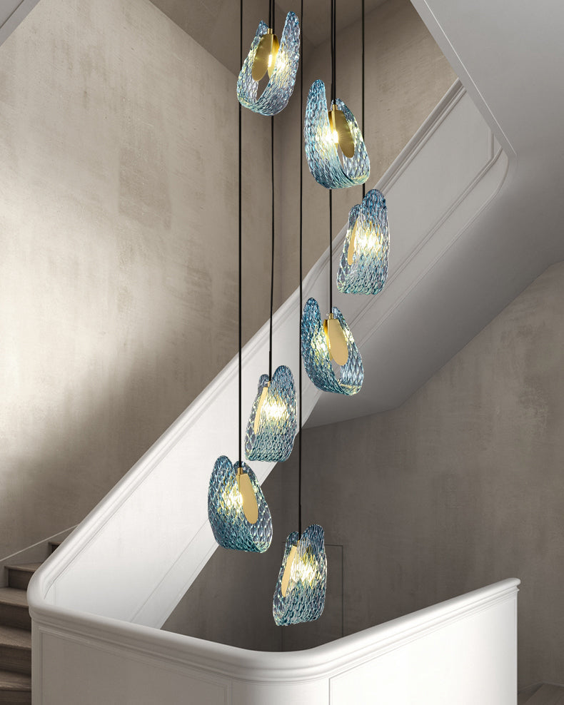 WOMO Peacock Blue Art Glass Pendant Light-WM2213a