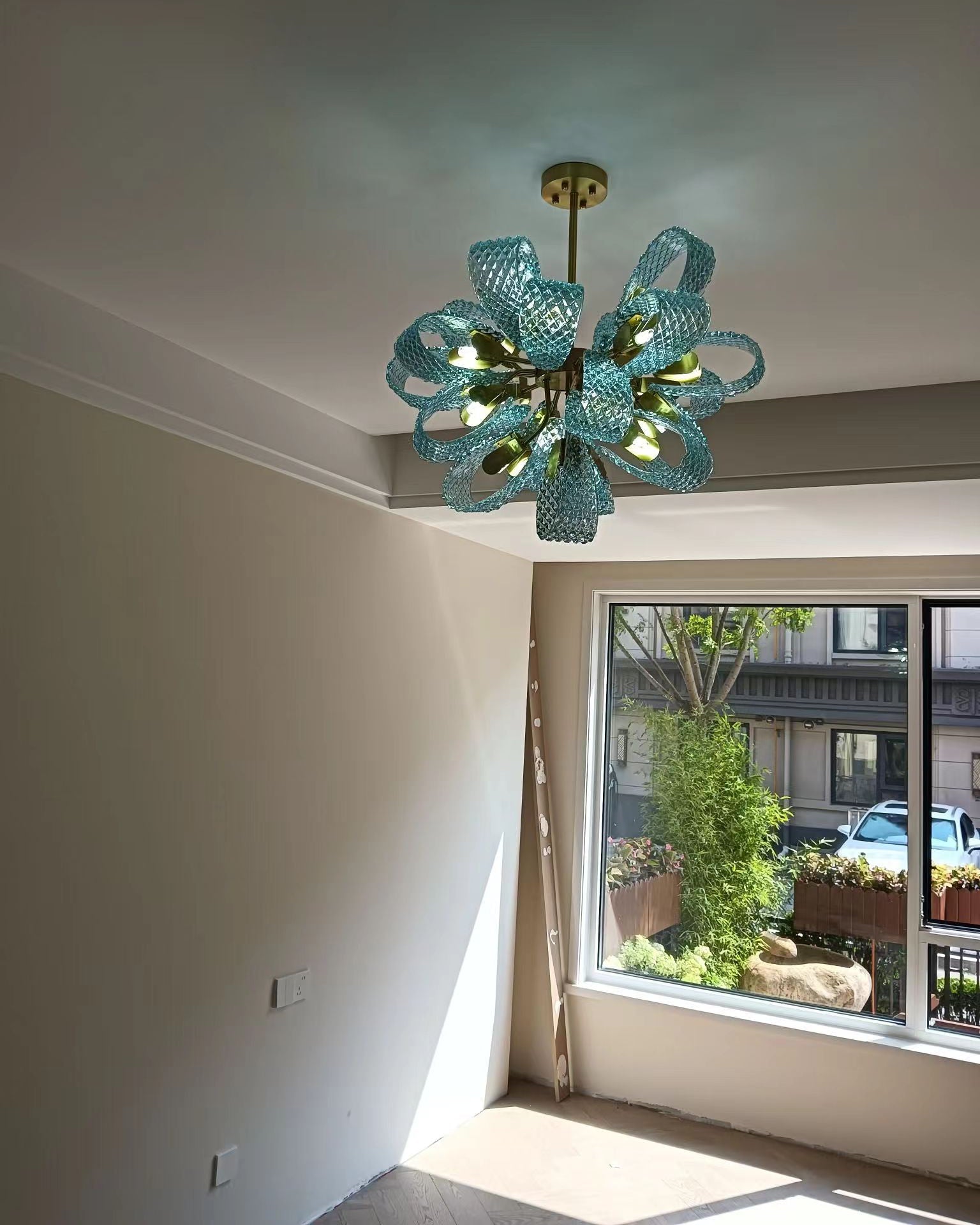 WOMO Peacock Blue Art Glass Chandelier-WM2213b