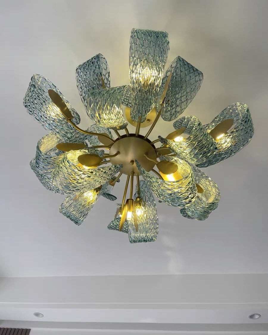 WOMO Peacock Blue Art Glass Chandelier-WM2213b