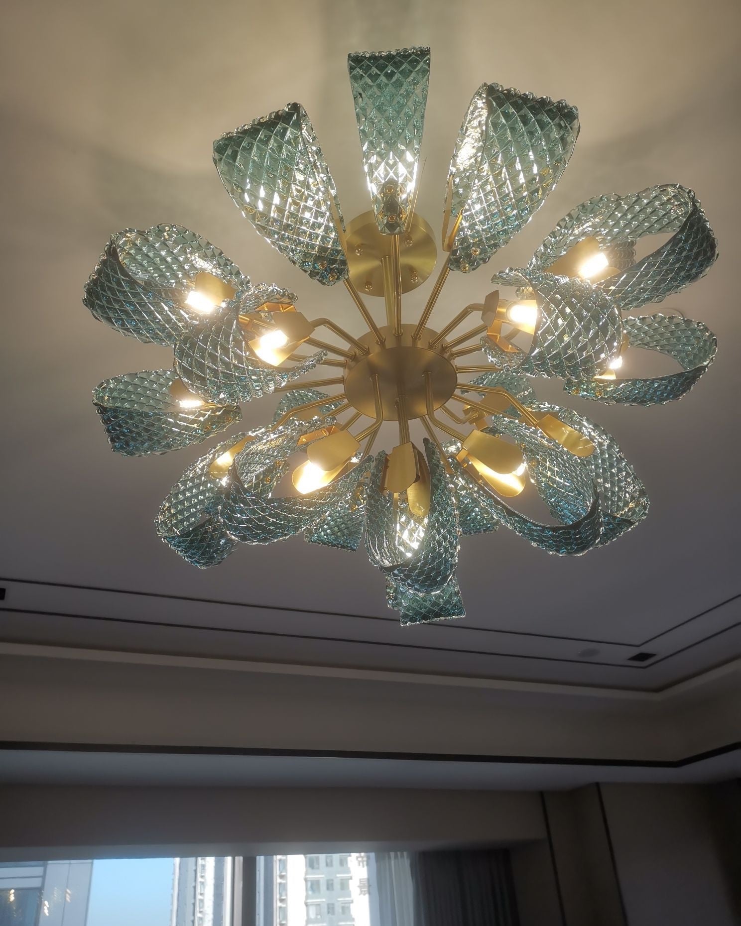 WOMO Peacock Blue Art Glass Chandelier-WM2213b