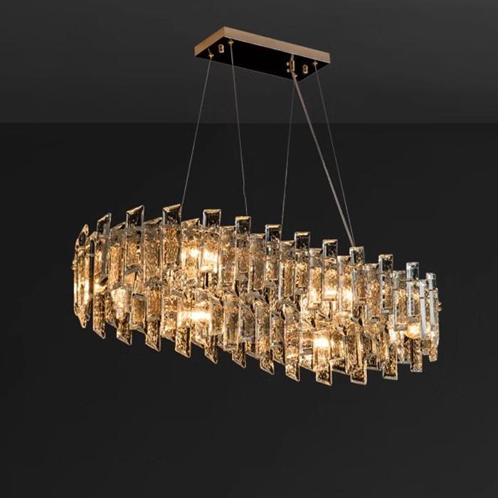 WOMO Gold Crystal Long Oval Chandelier-WM2403