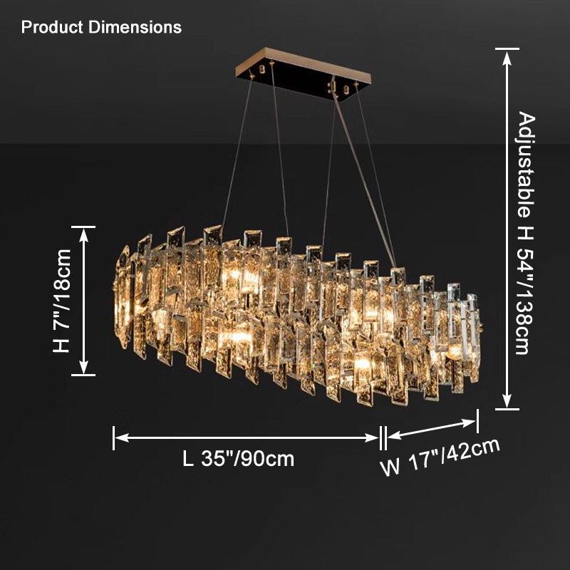 WOMO Gold Crystal Long Oval Chandelier-WM2403