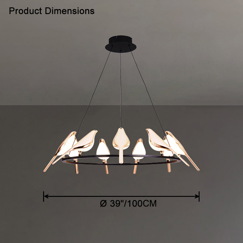 WOMO Gold Bird Round Chandelier-WM2512d