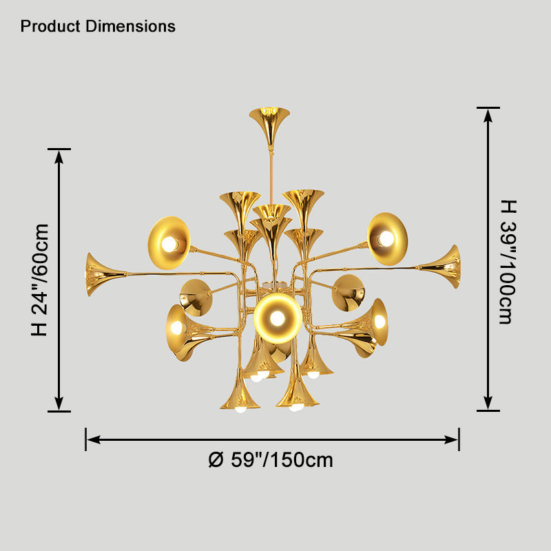 WOMO Gold Trumpet Art Deco Chandelier-WM2614