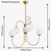 WOMO Gold Glass Globe Arm Chandelier-WM2625 thumbnail