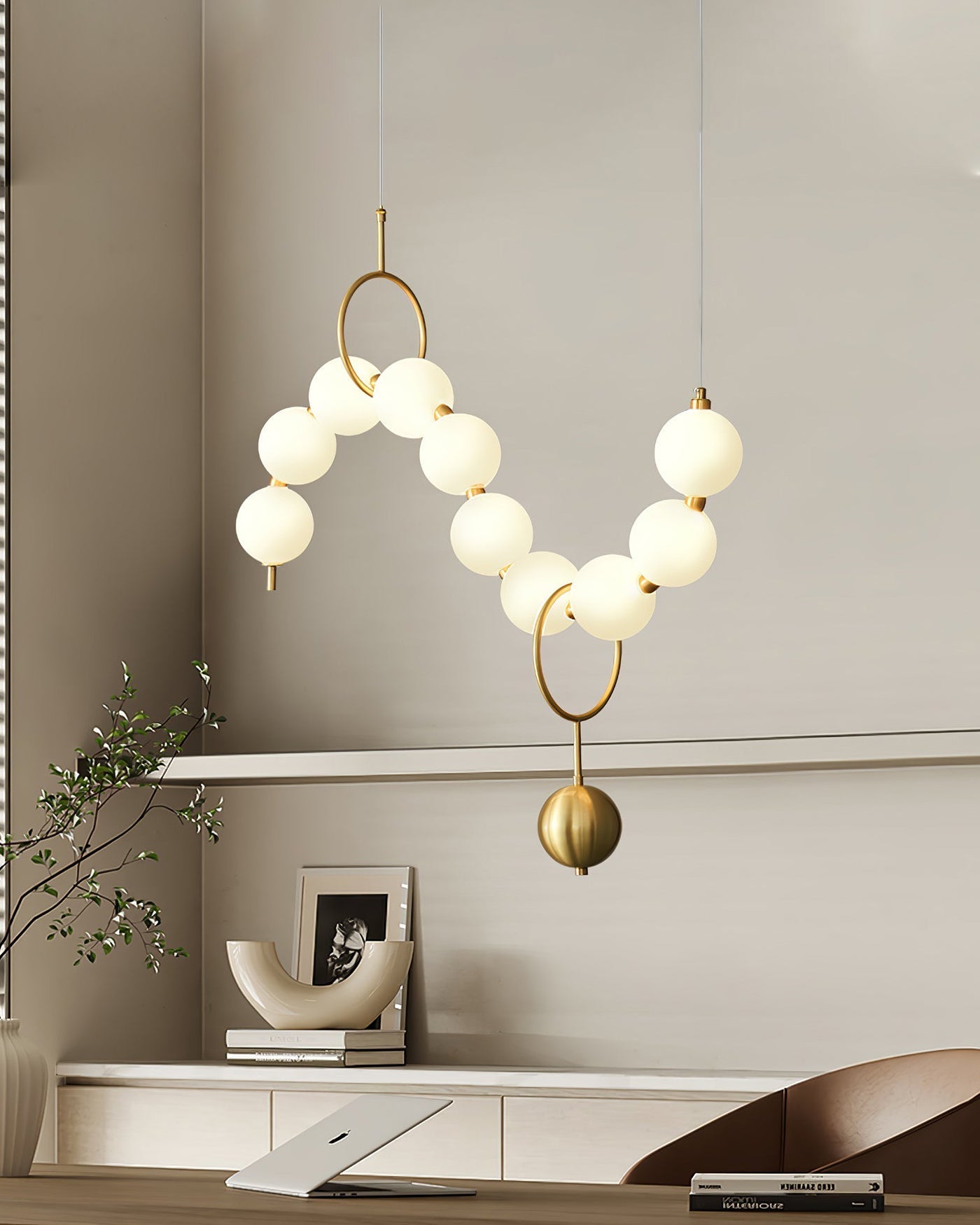 WOMO Pearl Brass Globe Dining Room Chandelier-WM2102c