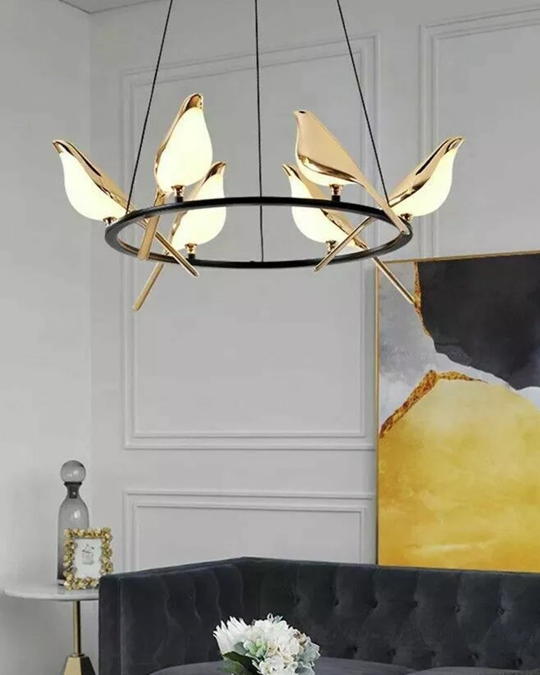WOMO Gold Bird Round Chandelier-WM2512d