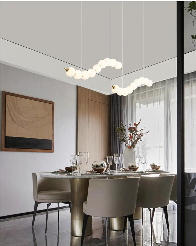 WOMO Pearl Globe Brass Dining Room Chandelier-WM2102d